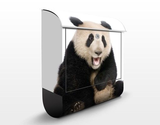 Briefkasten mit Zeitungsfach - Lachender Panda - Briefkasten mit Tiermotiv