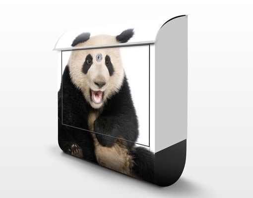 Briefkasten mit Zeitungsfach - Lachender Panda - Briefkasten mit Tiermotiv