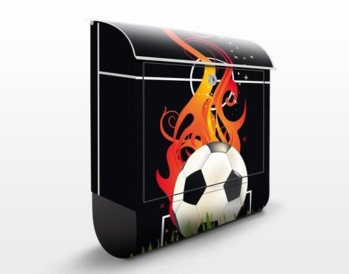 Schwarzer Briefkasten No.EG5 Football on fire
