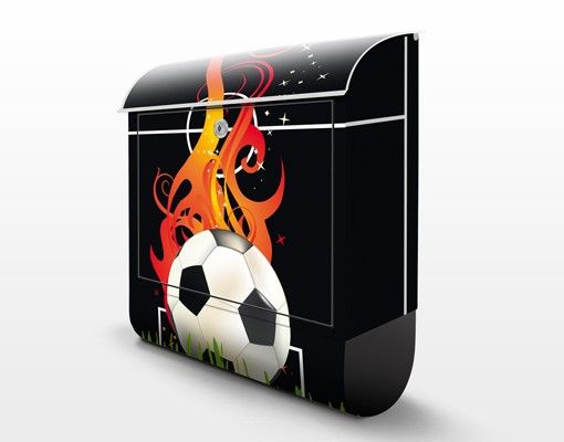 Wandbriefkasten - No.EG5 Football on Fire - Briefkasten Schwarz
