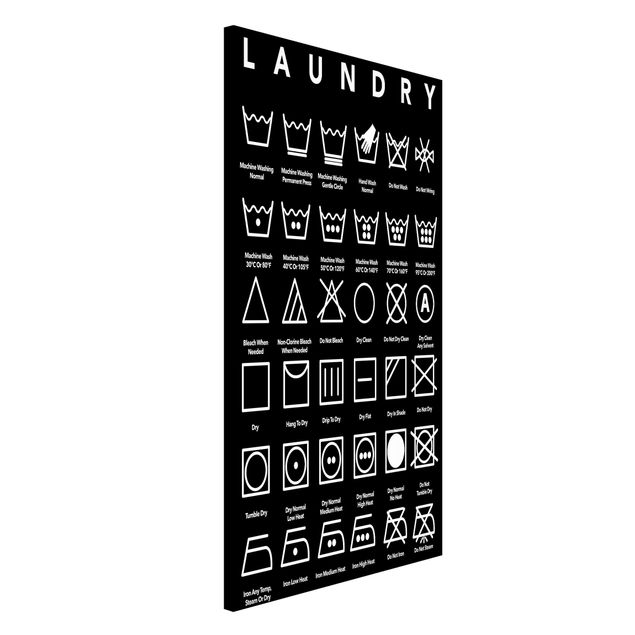 Magnettafel Büro Laundry Symbole Schwarz-Weiß