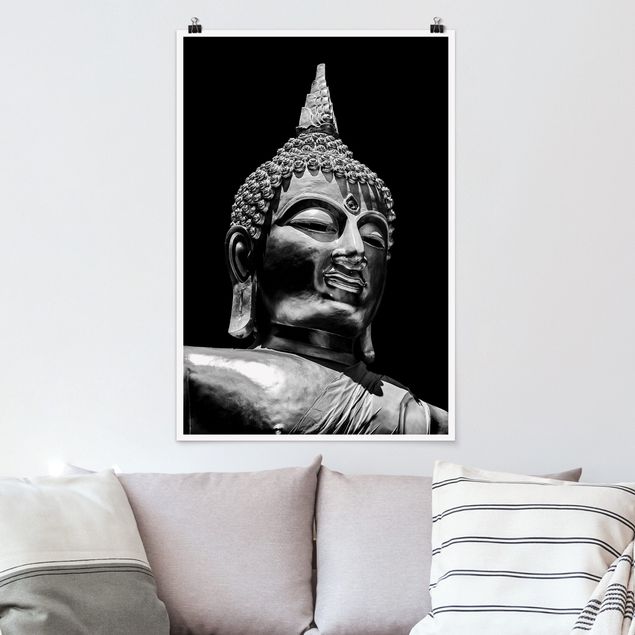 Poster Schwarz-Weiß Buddha Statue Gesicht