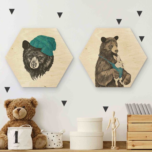 Moderne Holzbilder Bären Paar