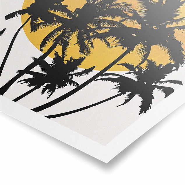 Poster Palmen vor goldener Sonne