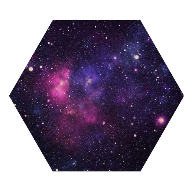 Hexagon Bild Holz - Galaxie
