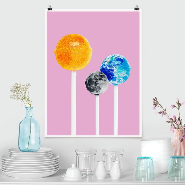 Kunstkopie Poster Lollipops mit Planeten