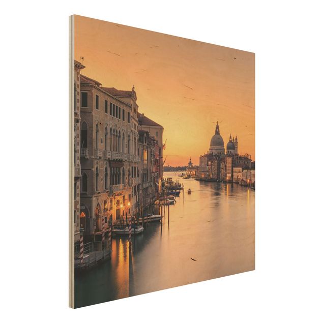 Holzbild Skyline Goldenes Venedig