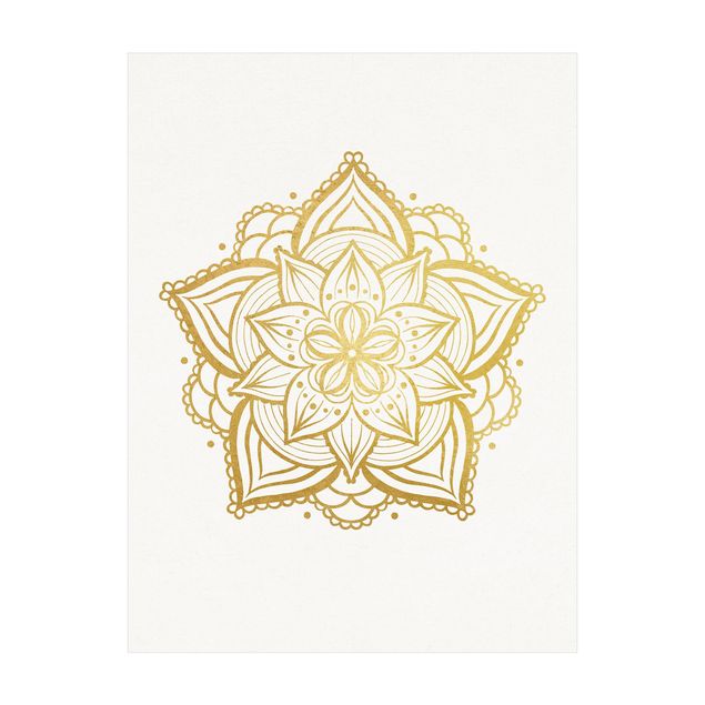 Teppich Orientalisch Mandala Blüte Sonne Illustration Set Gold
