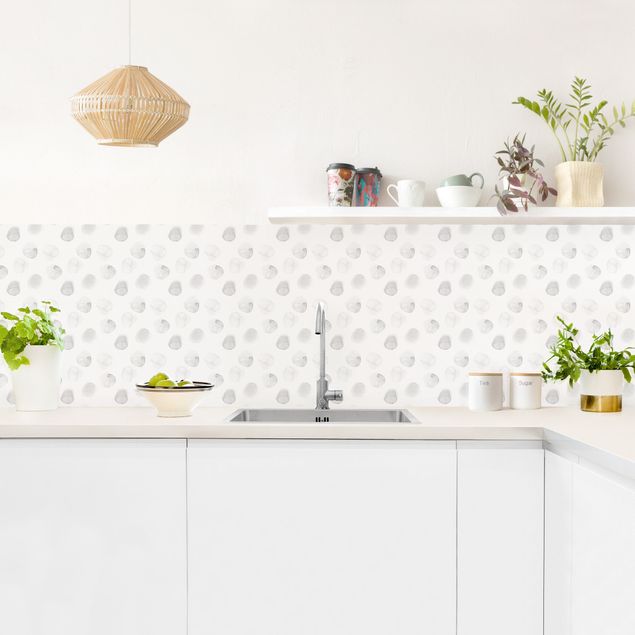 Küchenrückwand Muster Aquarell Punkte Grau I