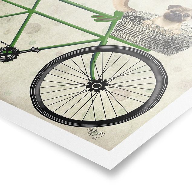 Vintage Poster Radtour - Möpse auf Fahrrad