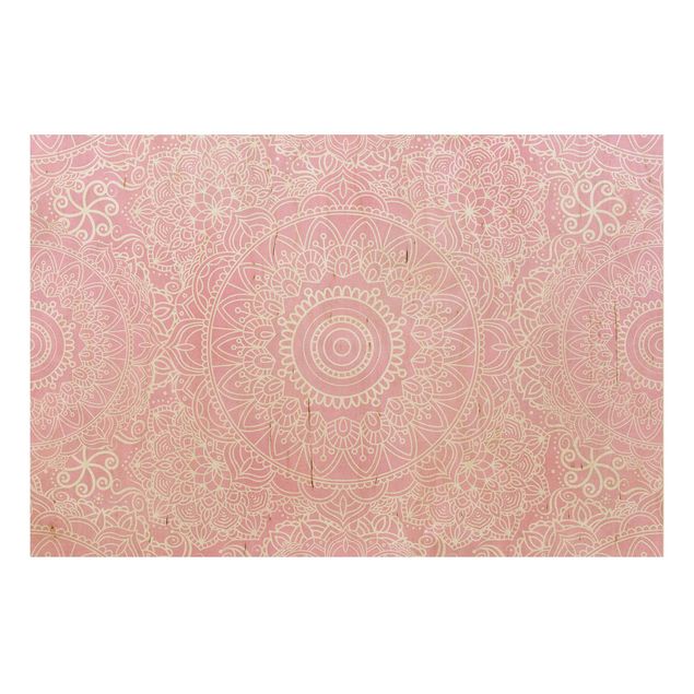 Wandbild Holz Muster Mandala Rosa
