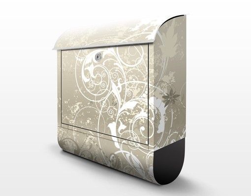 Briefkasten mit Zeitungsfach - Perlmutt Ornament Design - Wandbriefkasten
