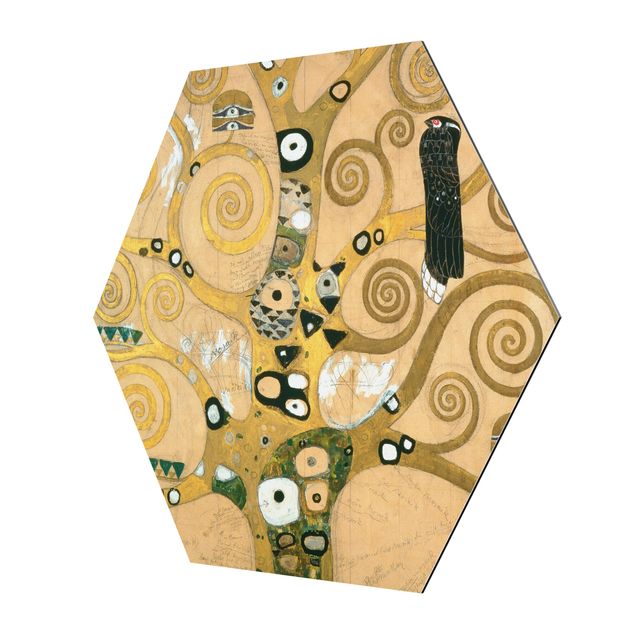 Hexagon Bild Alu-Dibond - Gustav Klimt - Der Lebensbaum