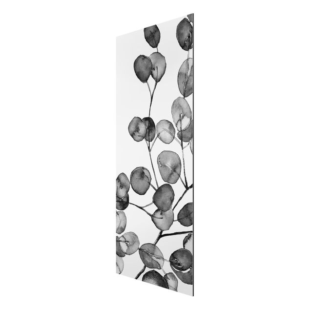 Bilder für die Wand Schwarz Weiß Aquarell Eukalyptuszweig