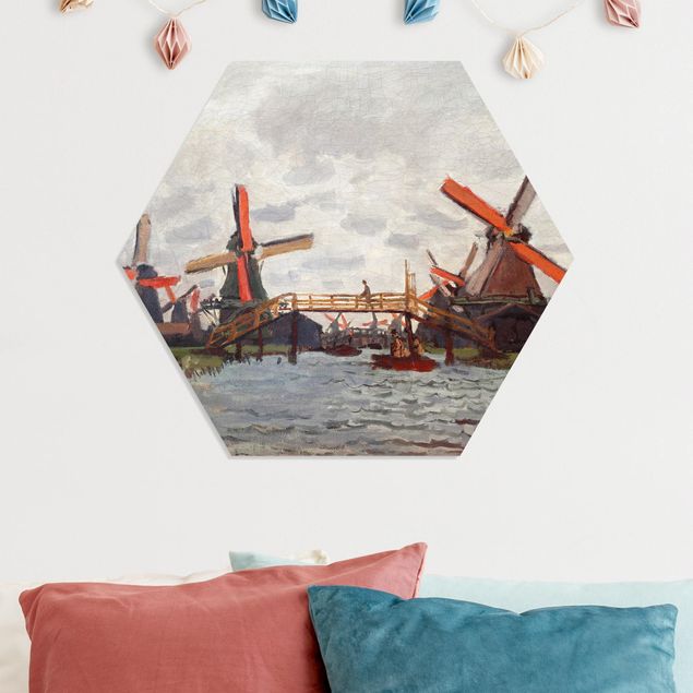 Bilder auf Hartschaumplatte Claude Monet - Windmühlen Zaandam