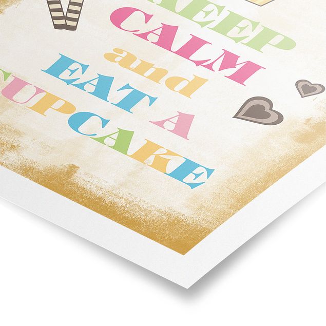 Poster - No.EV71 Keep Calm And Eat A Cupcake Bunt - Hochformat 3:2