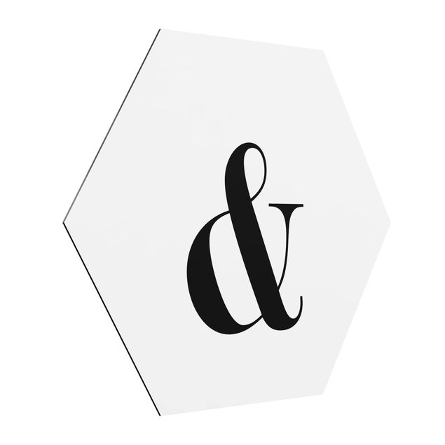 Hexagon Bild Alu-Dibond - Buchstabe Serif Weiß &