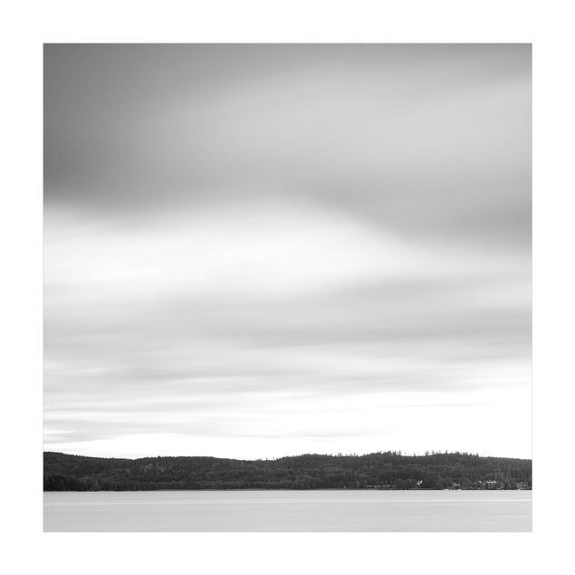 Teppich schwarz-weiß Sonnenuntergang am See schwarz-weiß