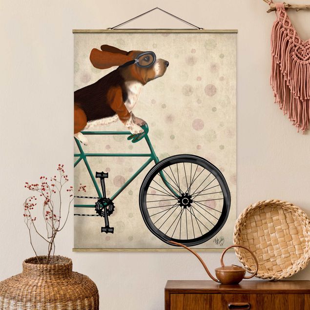 Wandbilder Tiere Radtour - Basset auf Fahrrad