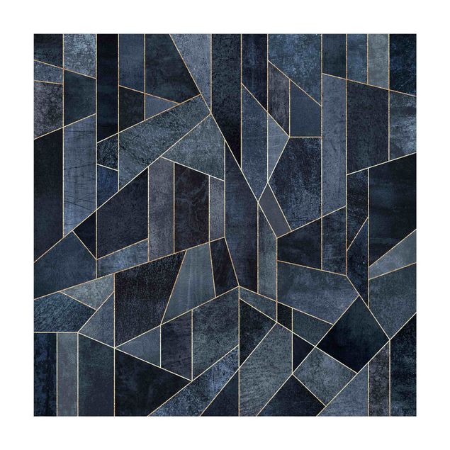 Teppich modern Blaue Geometrie Aquarell