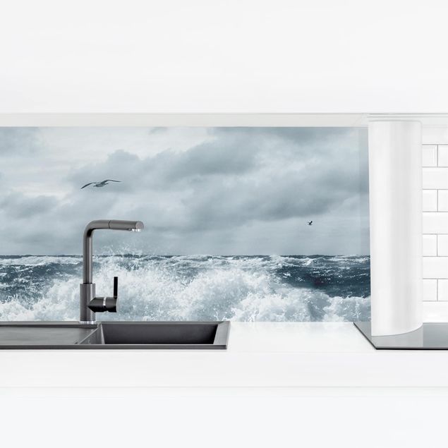 Küchenrückwand Folie Schwarz-Weiß No.YK6 Lebendige Nordsee