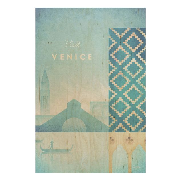 Moderne Holzbilder Reiseposter - Venedig