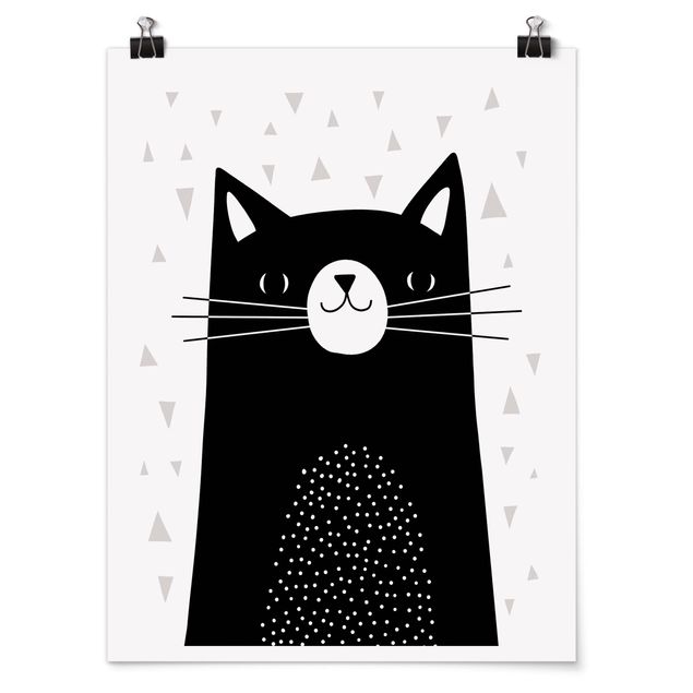 Poster Schwarz-Weiß Tierpark mit Mustern - Katze