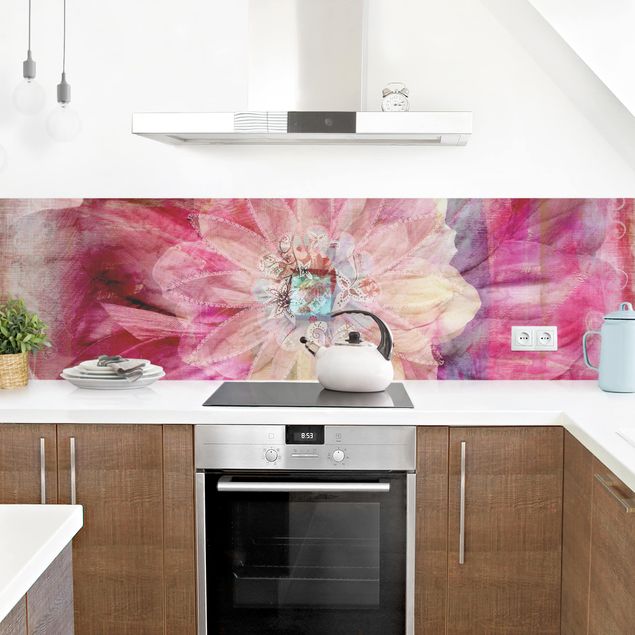 Küchenrückwand abstrakt Grunge Flower