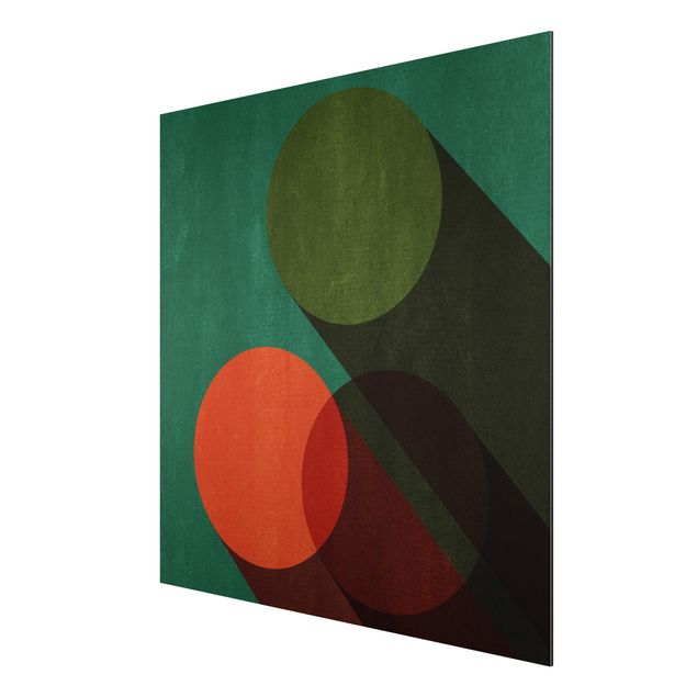 Alu Dibond Bilder Abstrakte Formen - Kreise in Grün und Rot