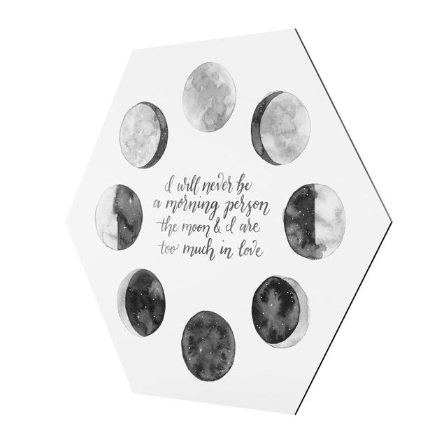 Hexagon Bild Alu-Dibond - Ode an den Mond - Liebe