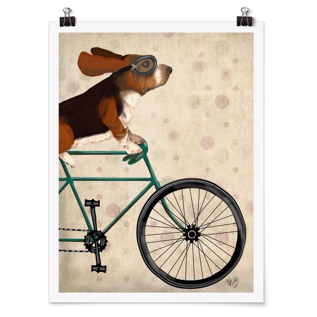 Kunstdrucke Poster Radtour - Basset auf Fahrrad
