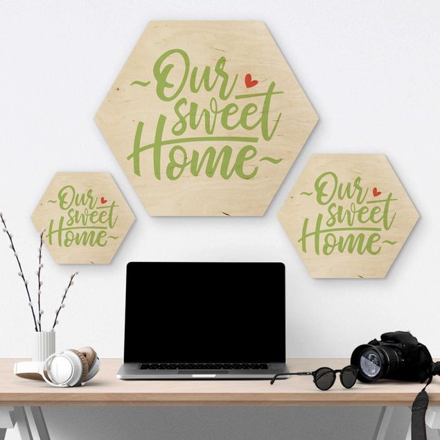 Hexagon Bild Holz - Our sweet home