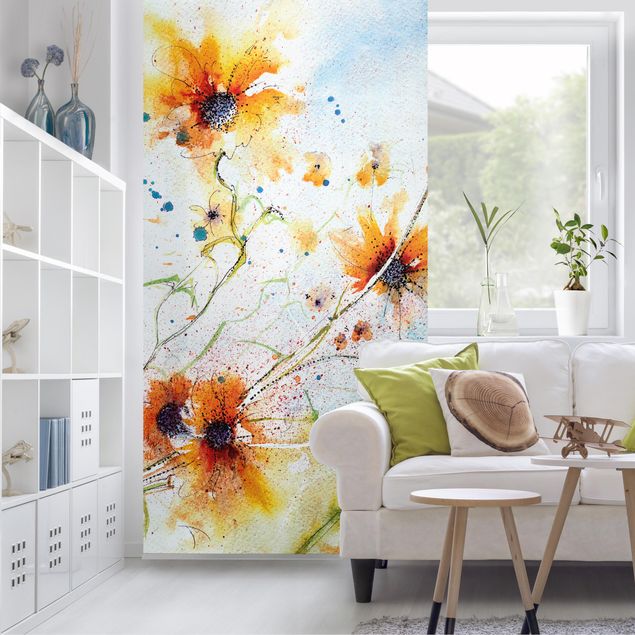 Raumteiler - Painted Flowers 250x120cm