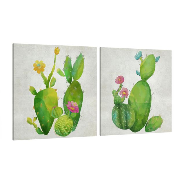 Schöne Wandbilder Kaktusfamilie Set I
