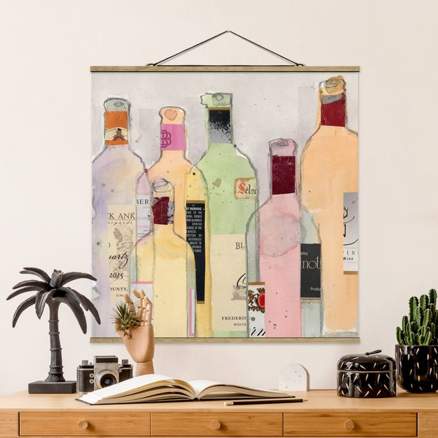 Schöne Wandbilder Weinflaschen in Wasserfarbe I