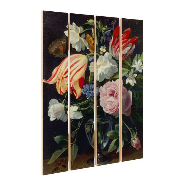 Wandbild Holz Daniel Seghers - Vase mit Blumen