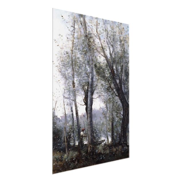 Glasbilder Landschaft Jean-Baptiste Camille Corot - Ein Flussschiffer