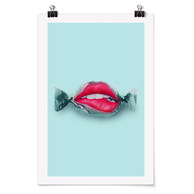Poster - Jonas Loose - Bonbon mit Lippen - Hochformat 3:2