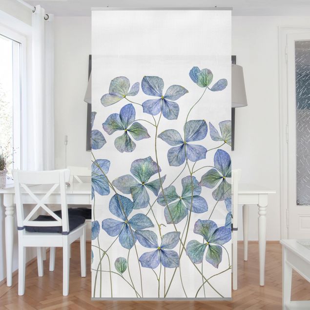 Raumtrenner Vorhang Blaue Hortensienblüten