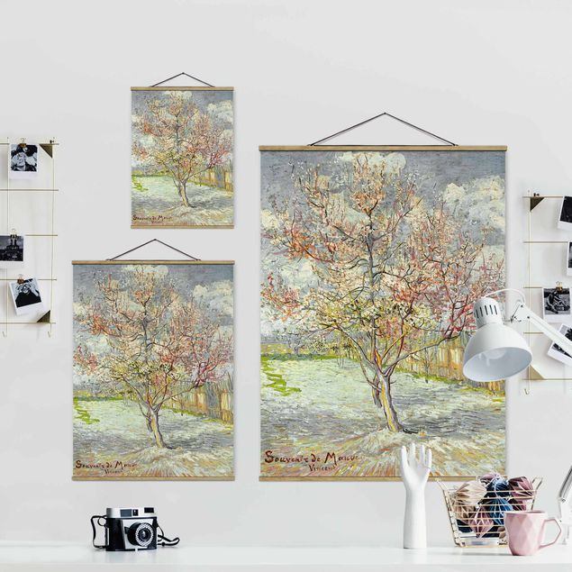 Stoffbilder Vincent van Gogh - Blühende Pfirsichbäume