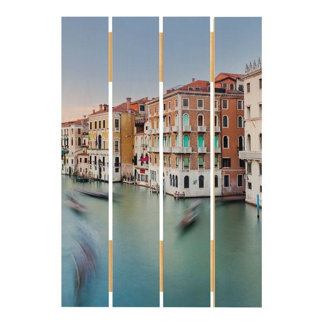 Holzbild - Canale Grande Blick von der Rialtobrücke Venedig - Hochformat 3:2