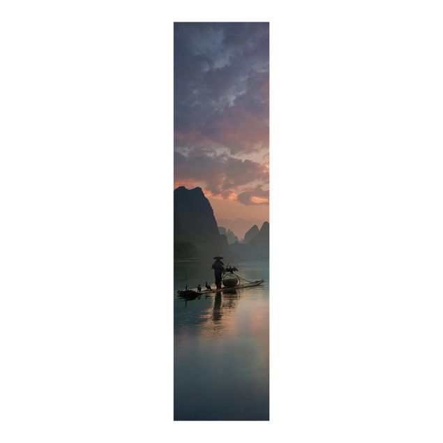 Schiebegardinen 3er Set Sonnenaufgang über chinesischem Fluss