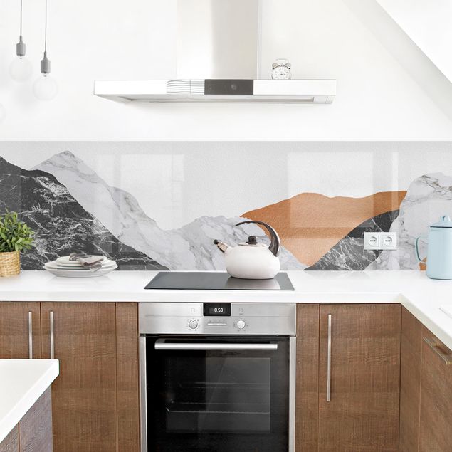 Küchenrückwände selbstklebend Landschaft in Marmor und Kupfer