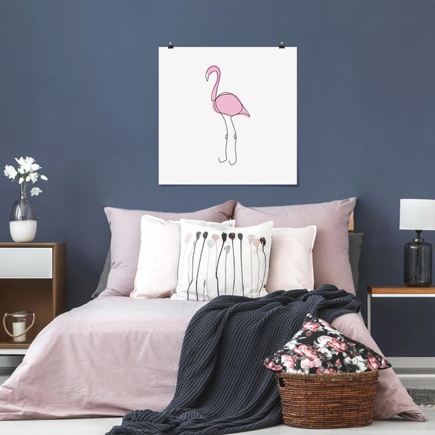 Poster Illustration Flamingo Line Art