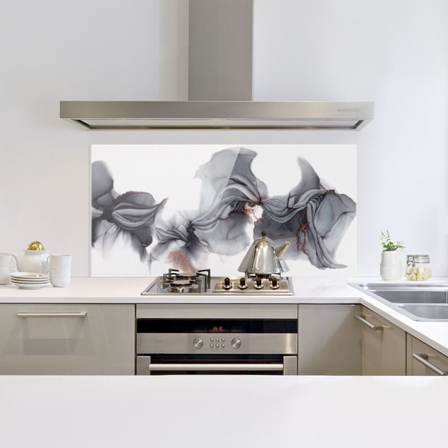Muster Küchenrückwand Glas Schwarze Medusa mit Kupferglanz