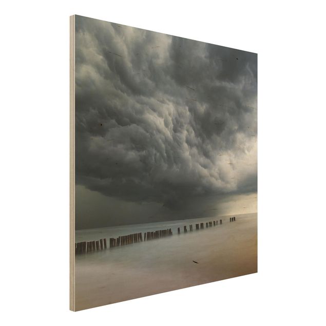 Holzbilder Natur Sturmwolken über der Ostsee