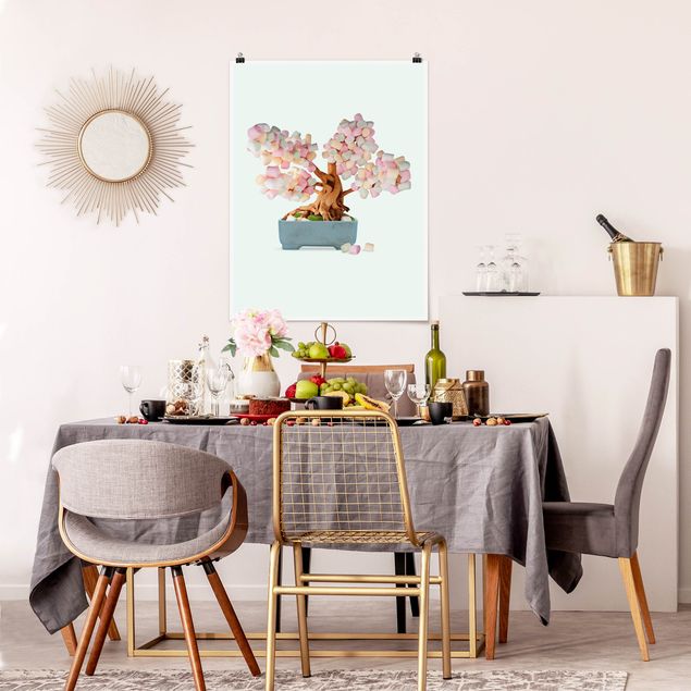 Blumen Poster Bonsai mit Marshmallows