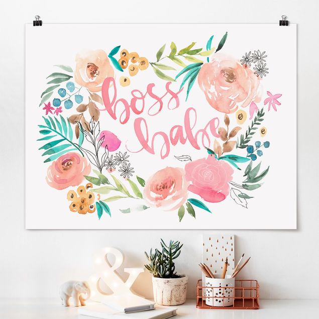 Kunstdrucke Poster Rosa Blüten - Boss Babe