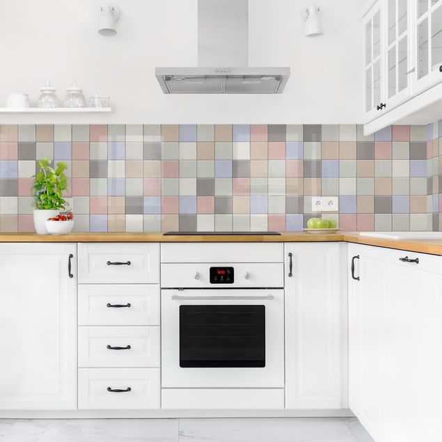 Küchenrückwand einfarbig Mosaik Fliesen - Shabby Bunt