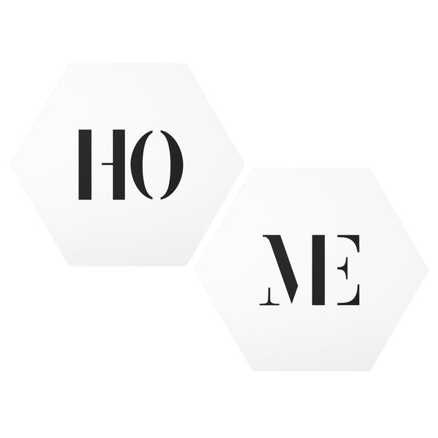 Hexagon Bild Forex 2-teilig - Buchstaben HOME Schwarz Set I